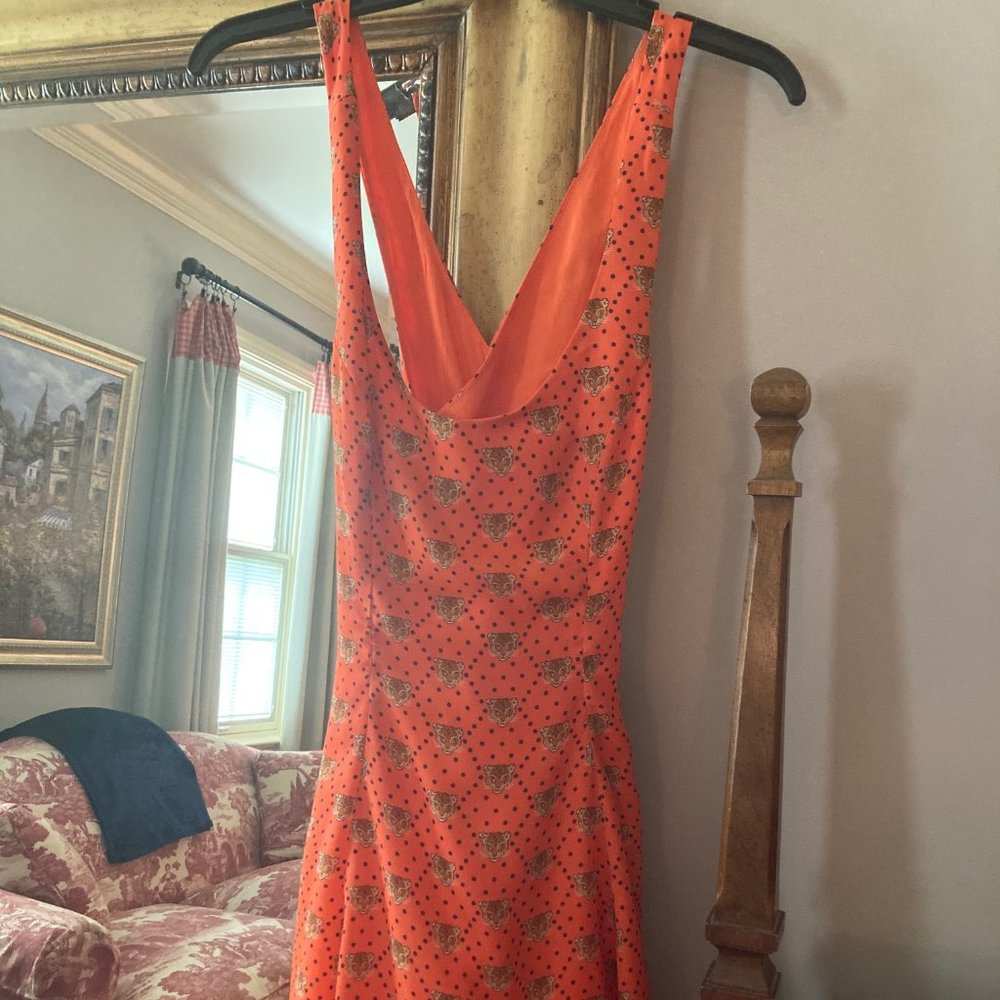 Vibrant Orange Tiger Print Summer Dress